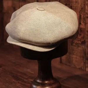 Eight Piece Almond Linen Newsboy Cap