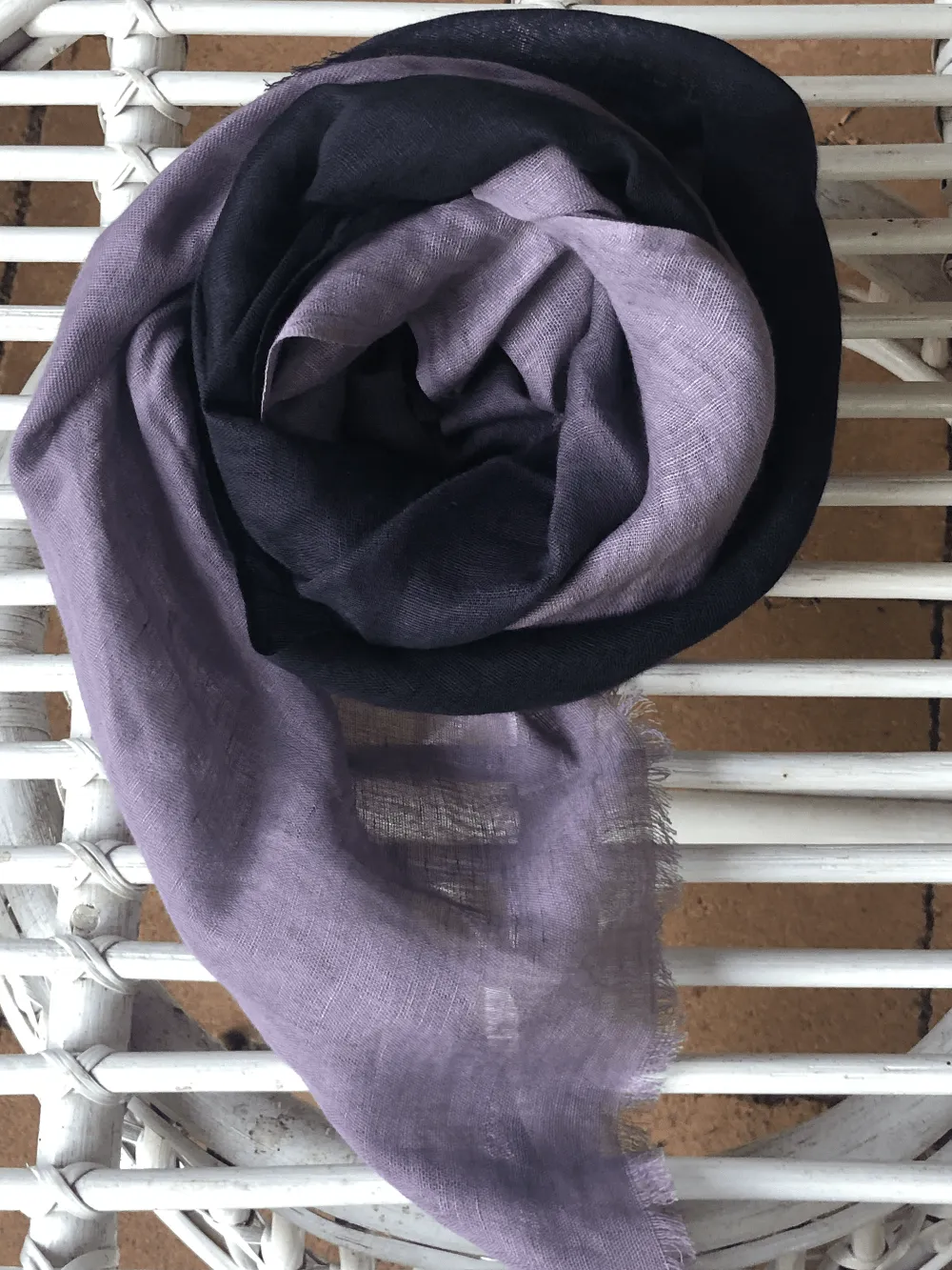 🌟 Ombre Cotton Linen Scarf Charcoal Smokey Lilac