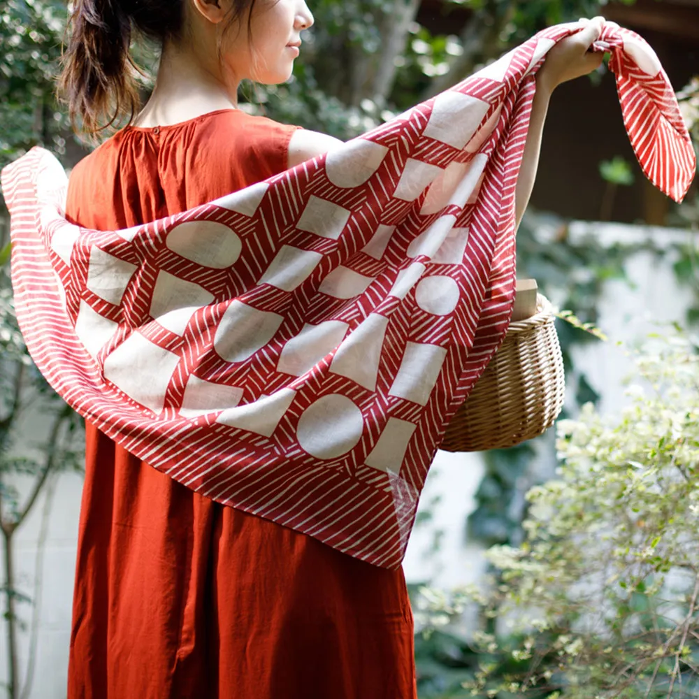 100 MUSUBI LINEN Nobuyuki Takai | Shapes and Lines	Red