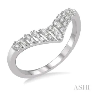 1/6 Ctw Chevron Cut Round Diamond Grill Ladies Ring in 10K White Gold