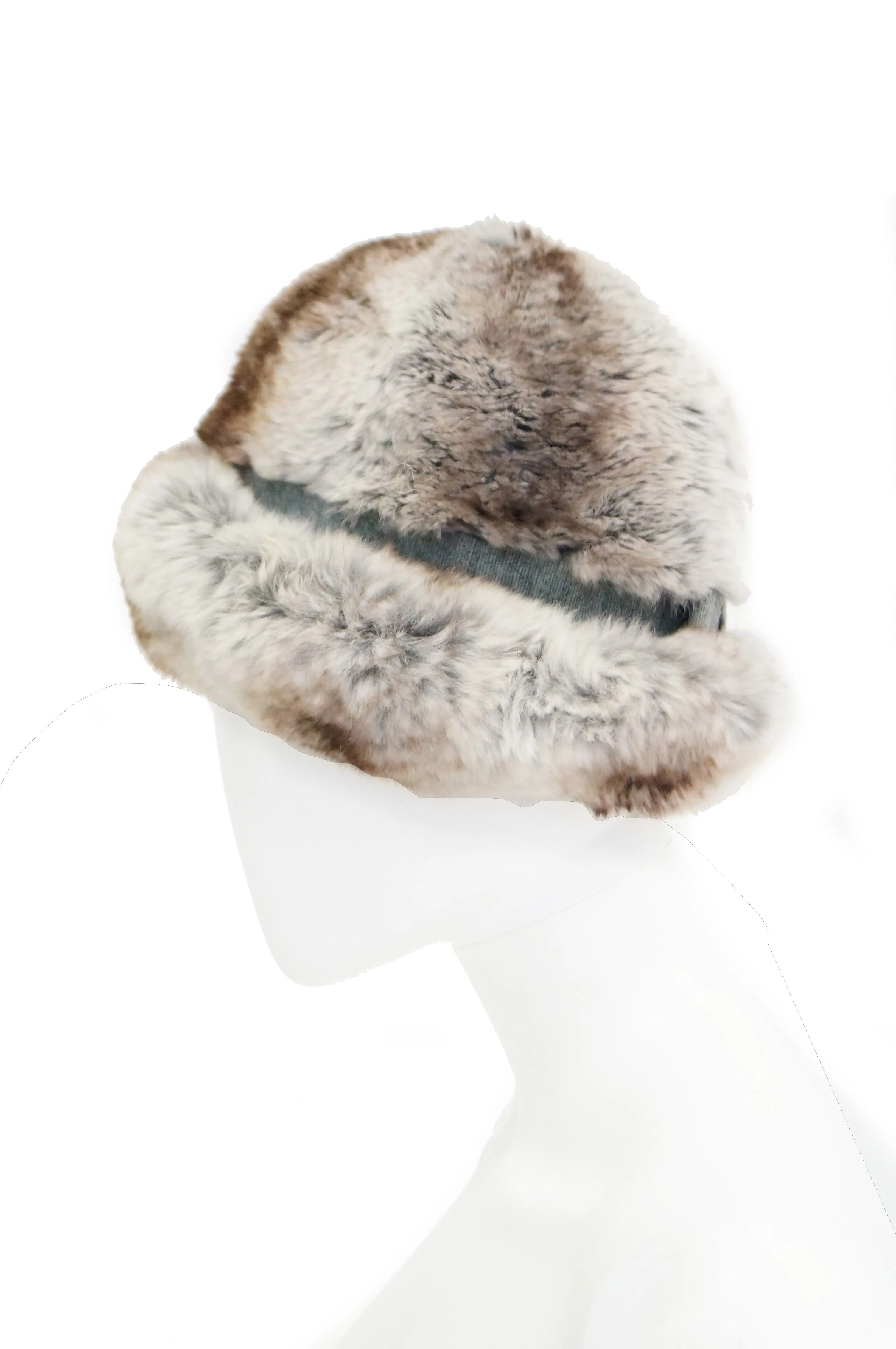 1960s Dior Chapeau Chinchilla Hat with Grossgrain Detail