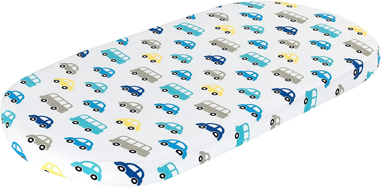 2 Pack Bassinet Sheets - Cars/Chevron