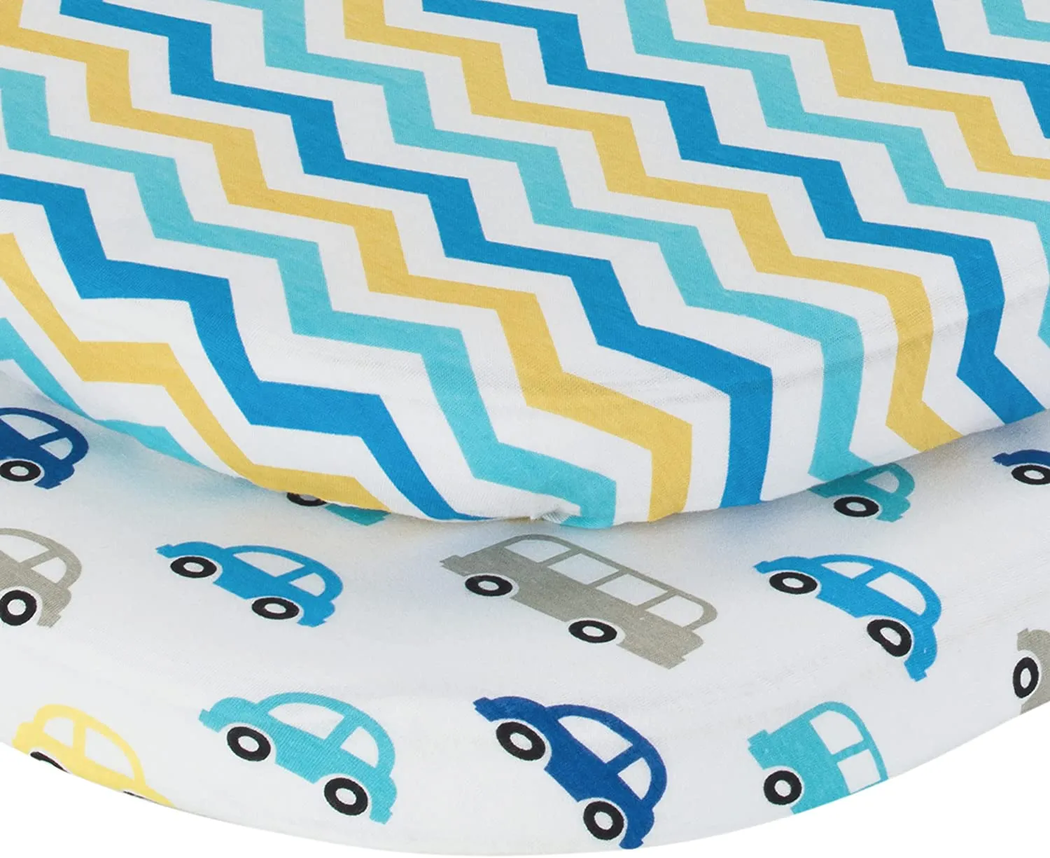 2 Pack Bassinet Sheets - Cars/Chevron