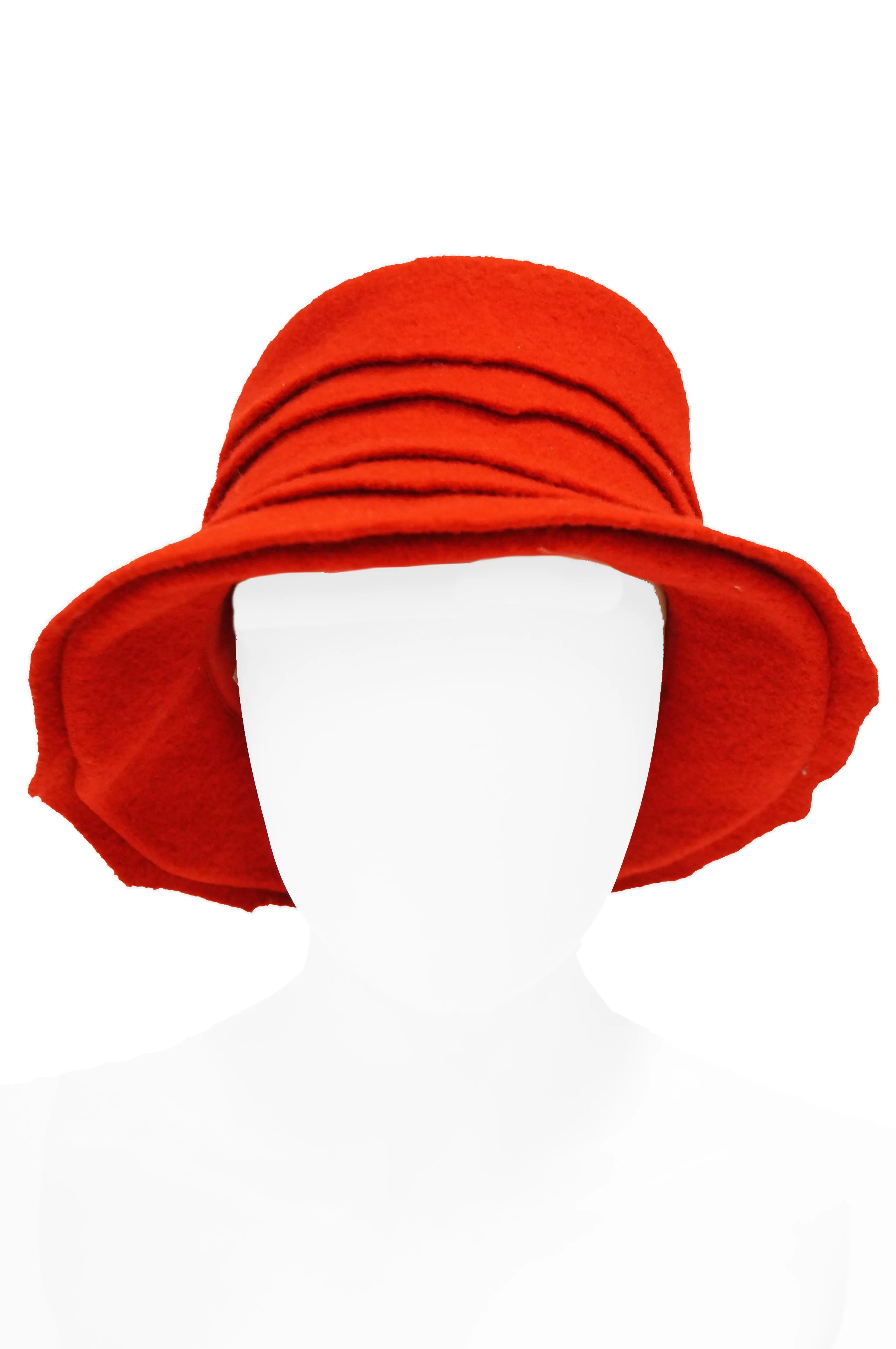 2001 Stephen Jones Rose Red Felt Layered Bucket Hat, England