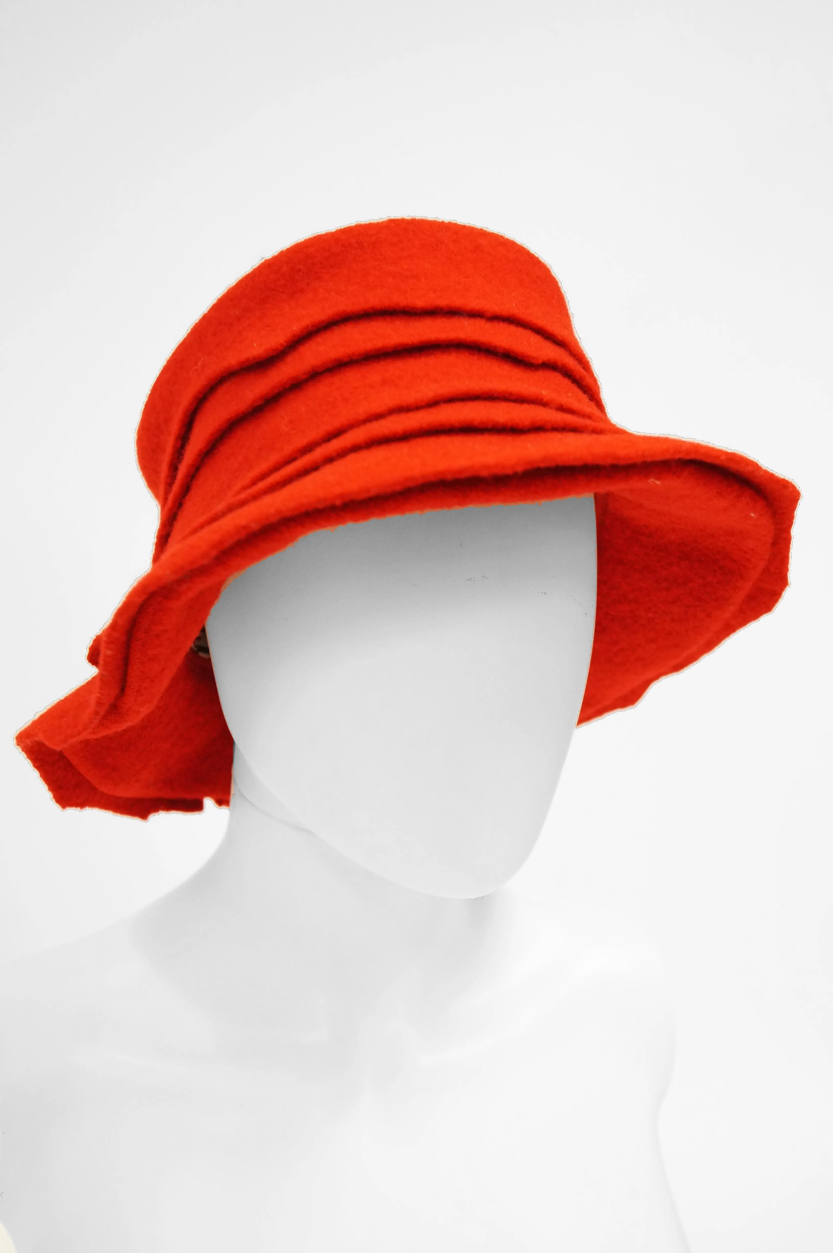 2001 Stephen Jones Rose Red Felt Layered Bucket Hat, England