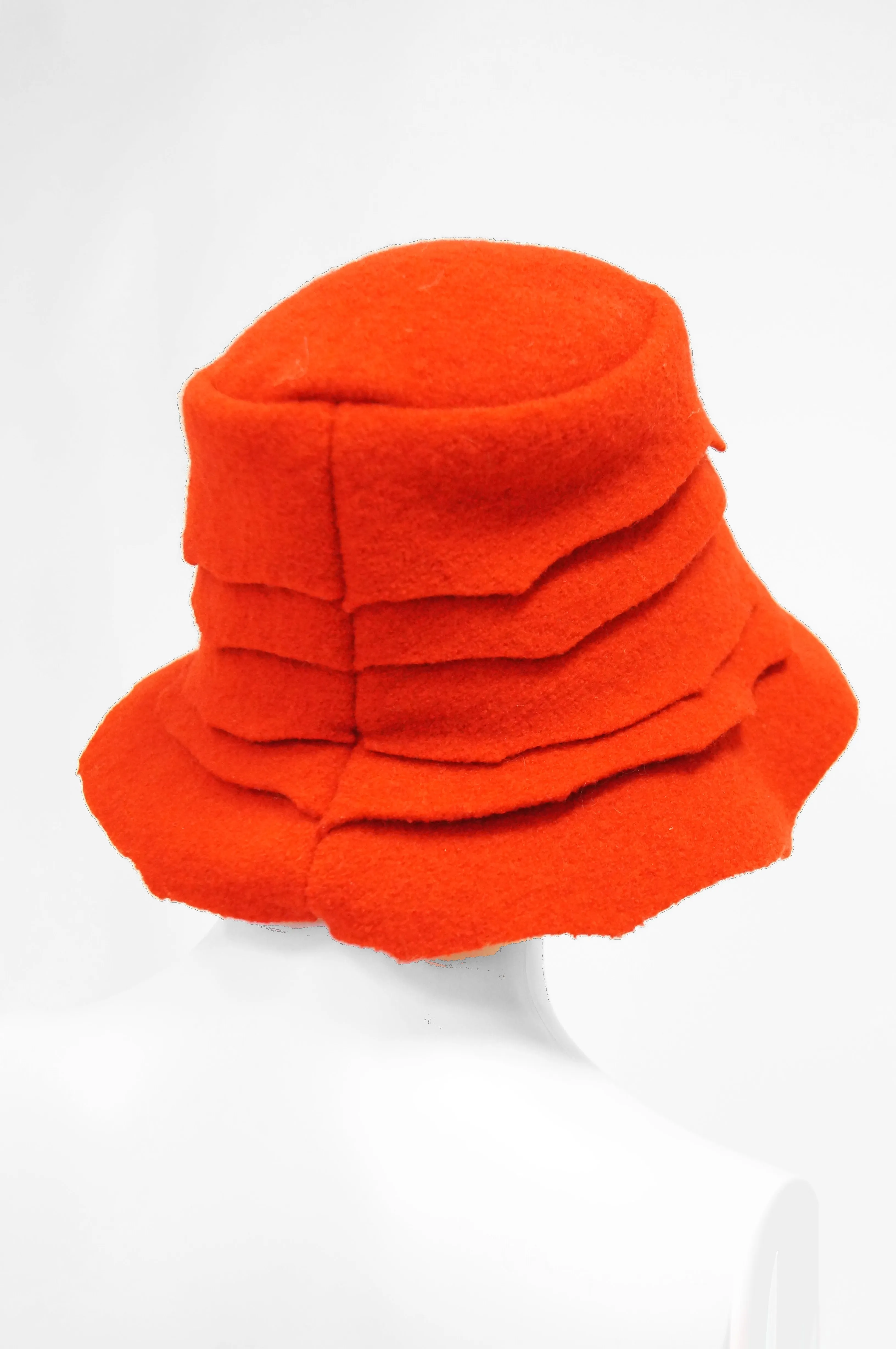 2001 Stephen Jones Rose Red Felt Layered Bucket Hat, England