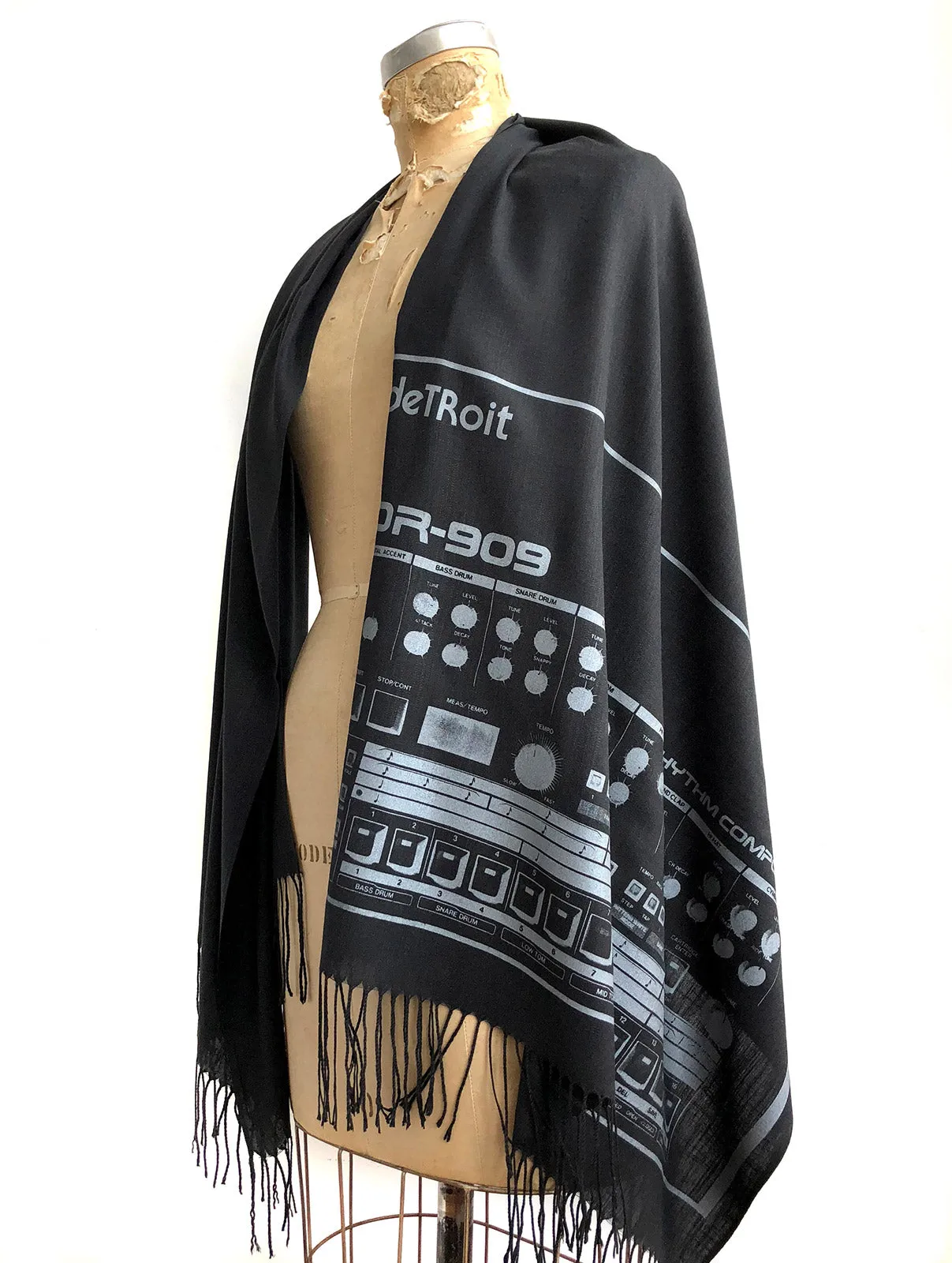 909 Drum Sequencer Scarf, Detroit DR-909 Linen-Weave Pashmina