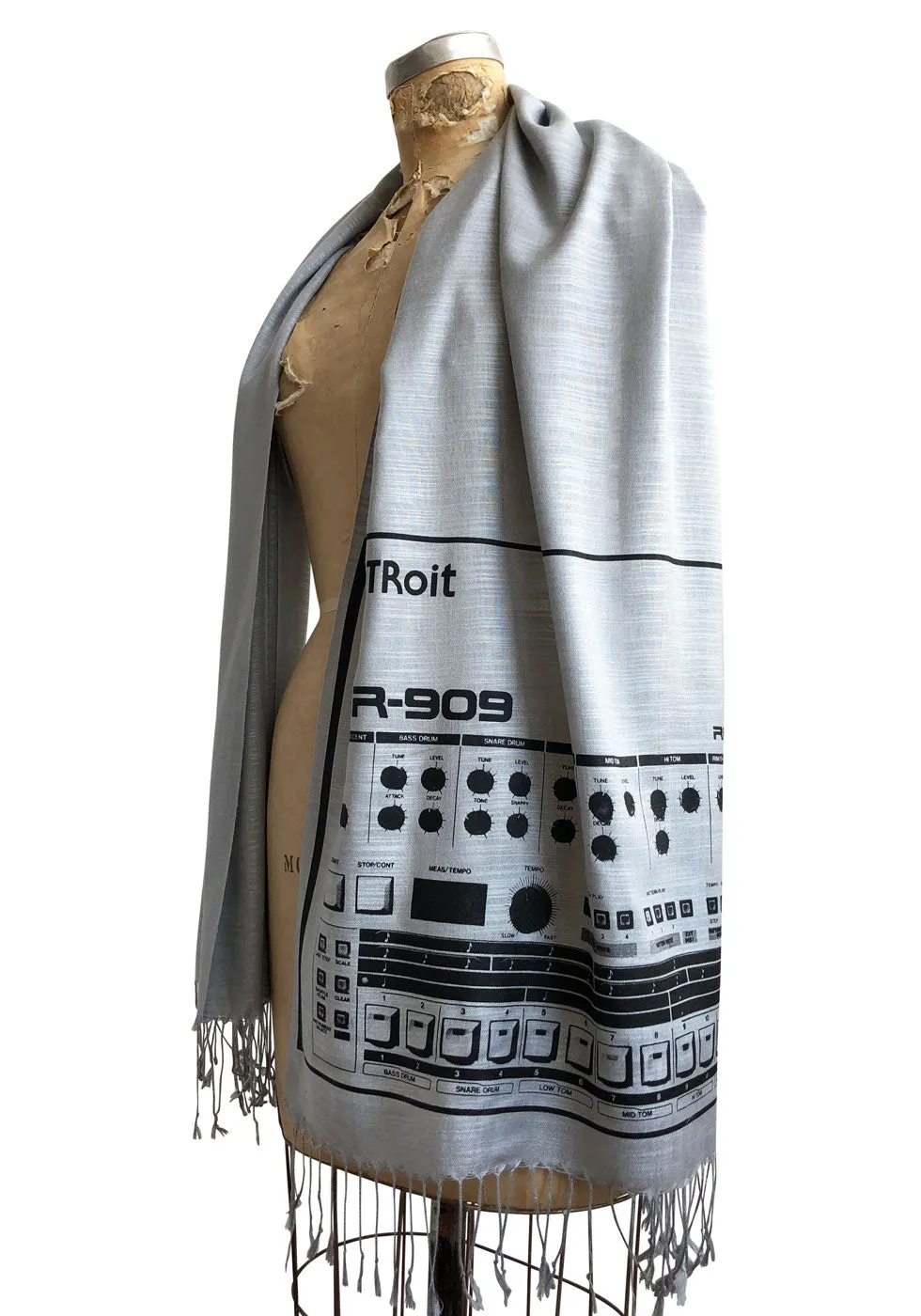 909 Drum Sequencer Scarf, Detroit DR-909 Linen-Weave Pashmina