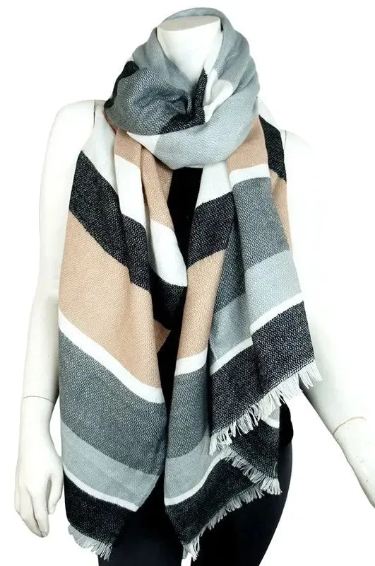 Addison Multicolor Striped Fringe Scarf