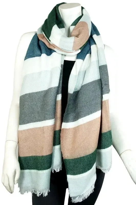 Addison Multicolor Striped Fringe Scarf