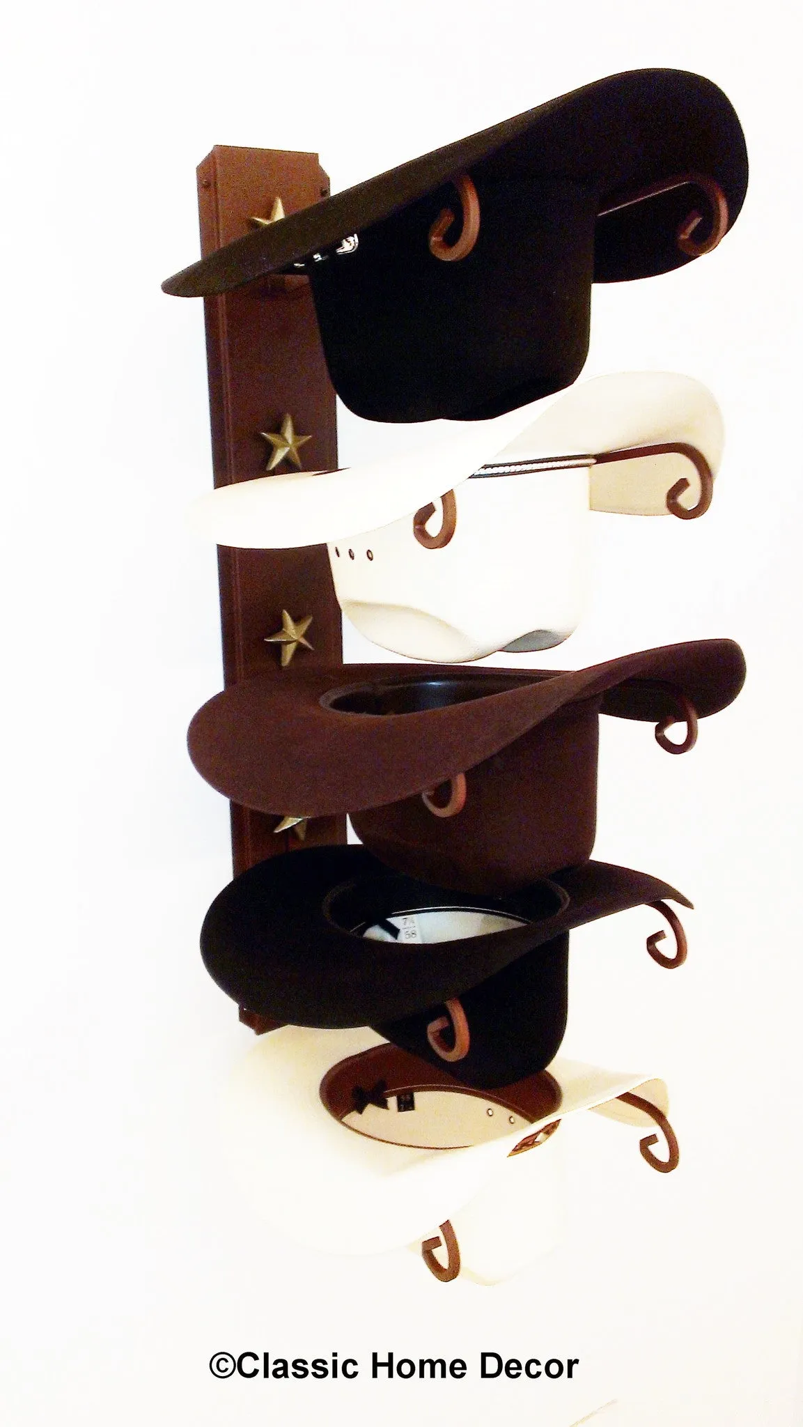 American Made Cowboy Hat Holder Rust with Gold Stars  5 tier