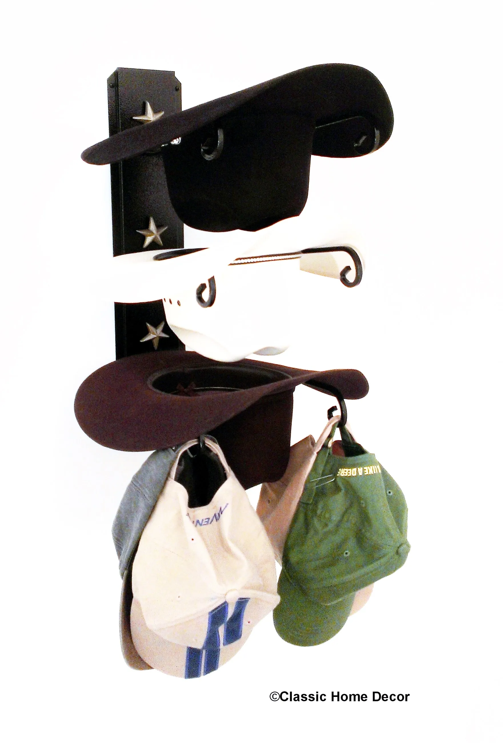 American Made Cowboy Hat Holder Star Holds Three Hats