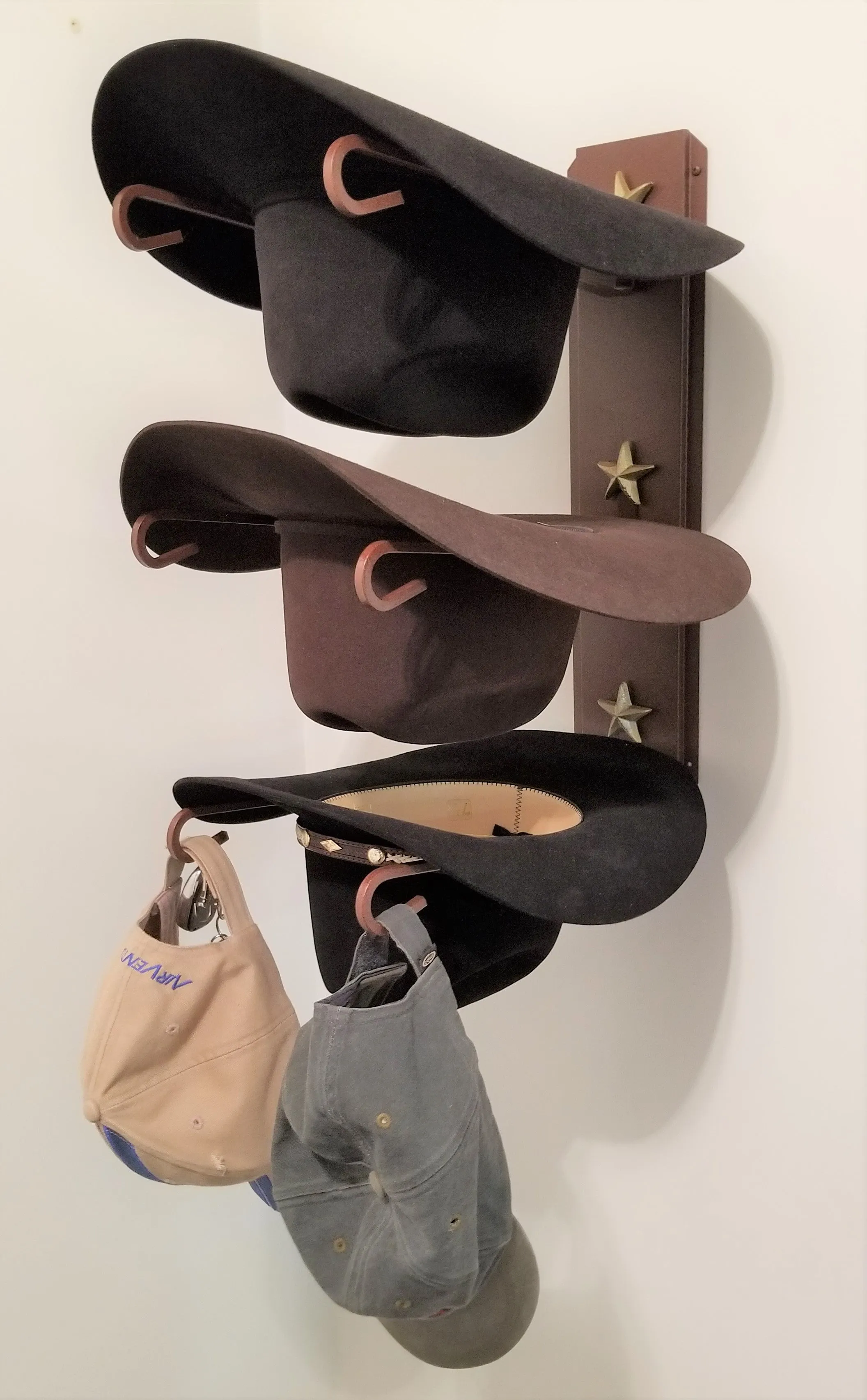 American Made Cowboy Hat Holder Star Holds Three Hats