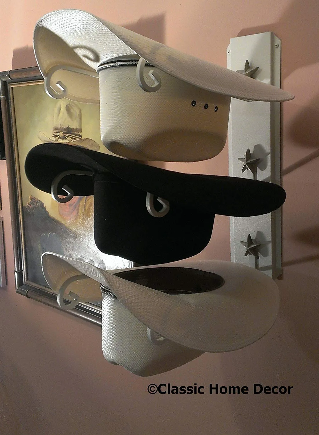 American Made Cowboy Hat Holder Star Holds Three Hats