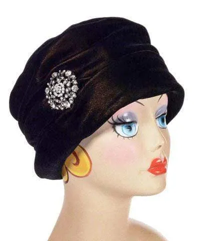 Ana Cloche Hat Style - Velvet in Black / Gold