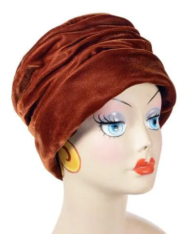 Ana Cloche Hat Style - Velvet in Citrine, Solid