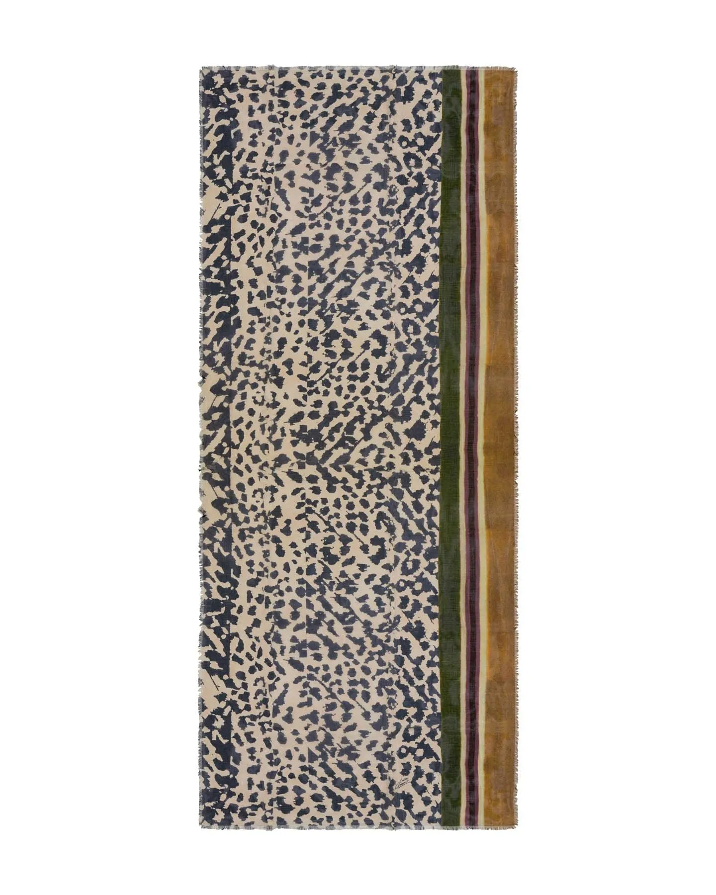 Animal Print Striped Edge Modal Scarf