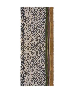 Animal Print Striped Edge Modal Scarf