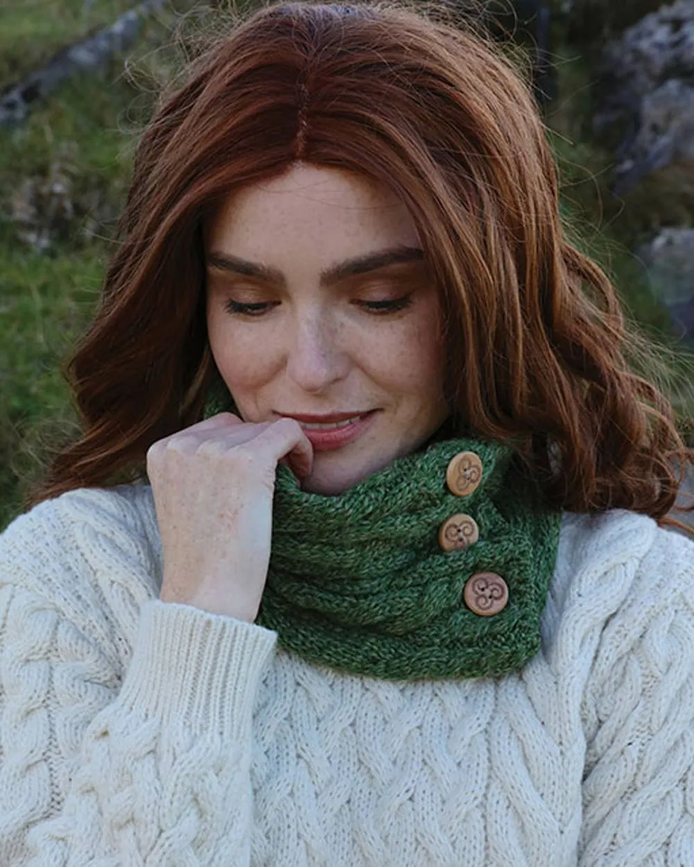 Aran Merino Wool Button Snood