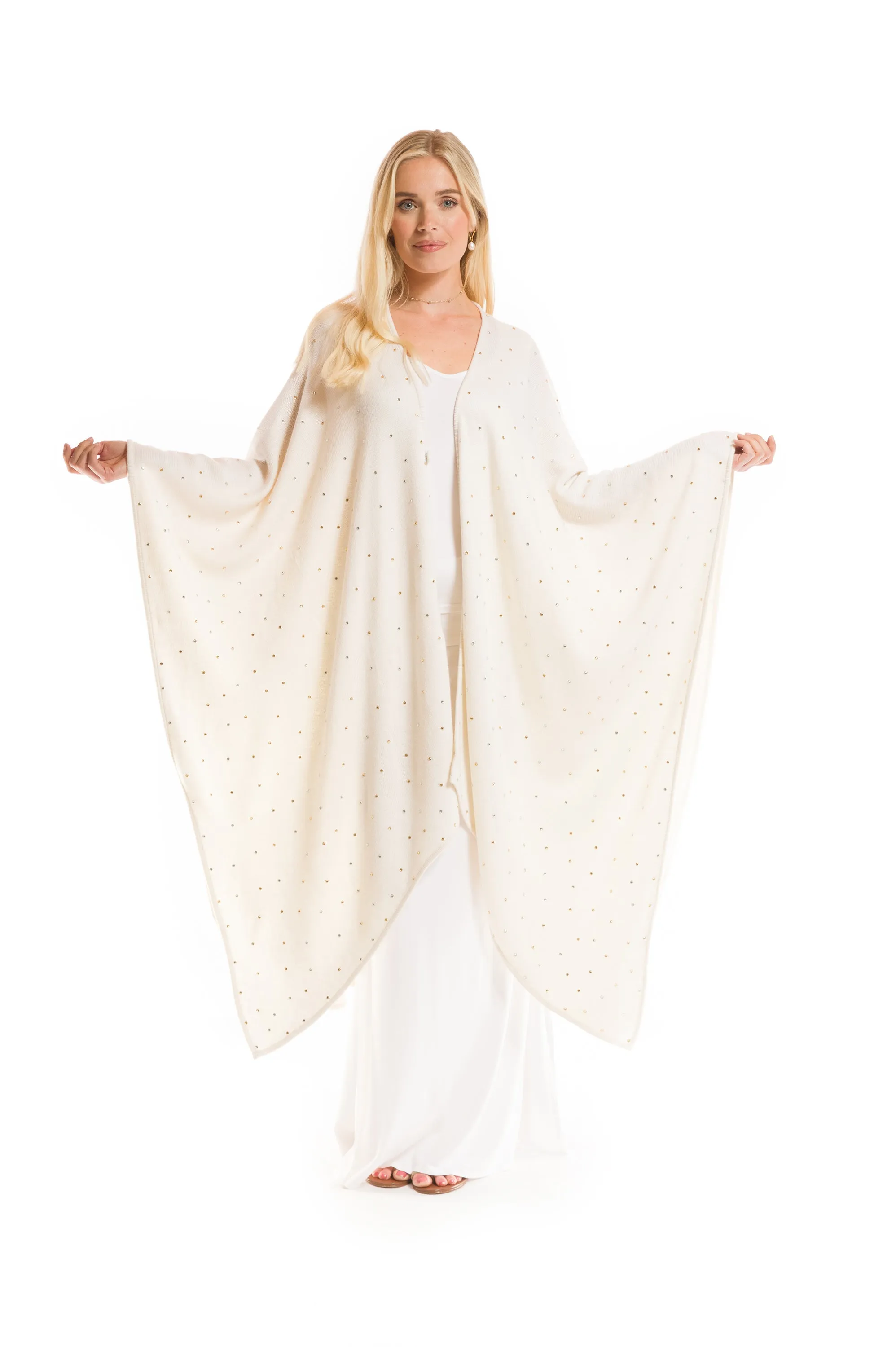 AVALON JEWELLED CASHMERE CAPE WINTER WHITE