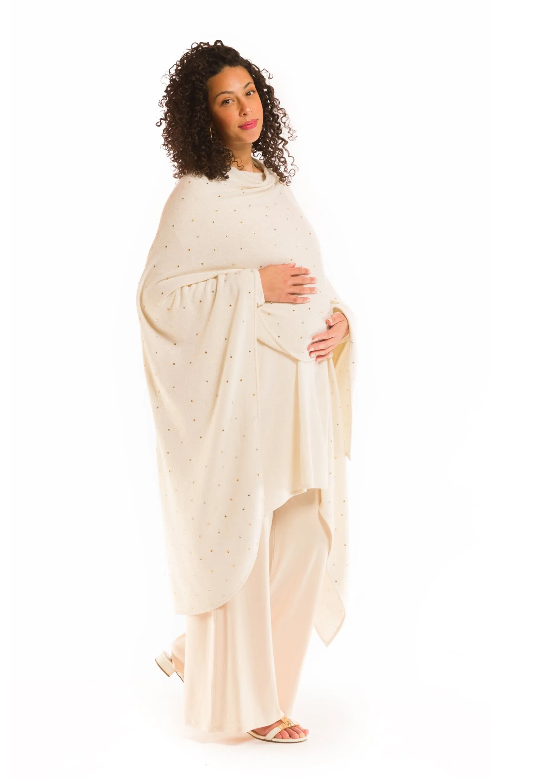 AVALON JEWELLED CASHMERE CAPE WINTER WHITE