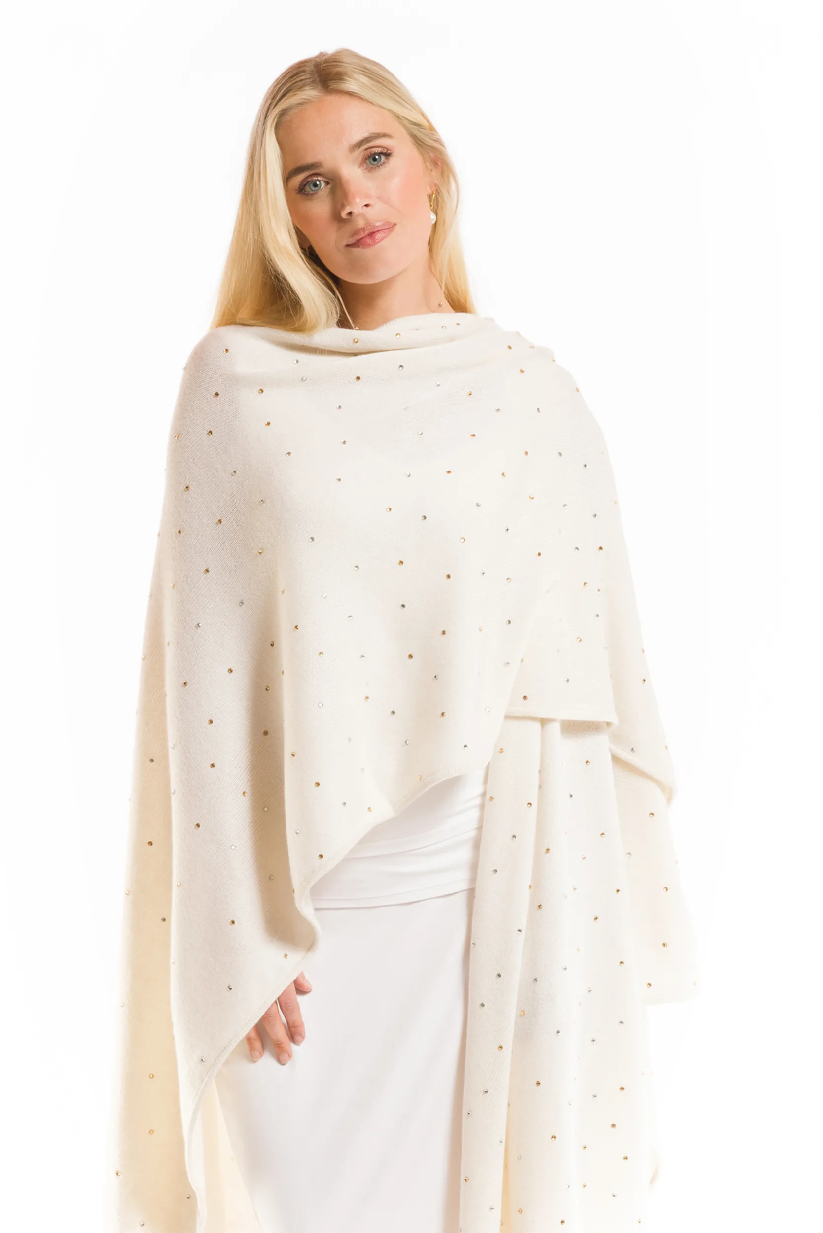 AVALON JEWELLED CASHMERE CAPE WINTER WHITE