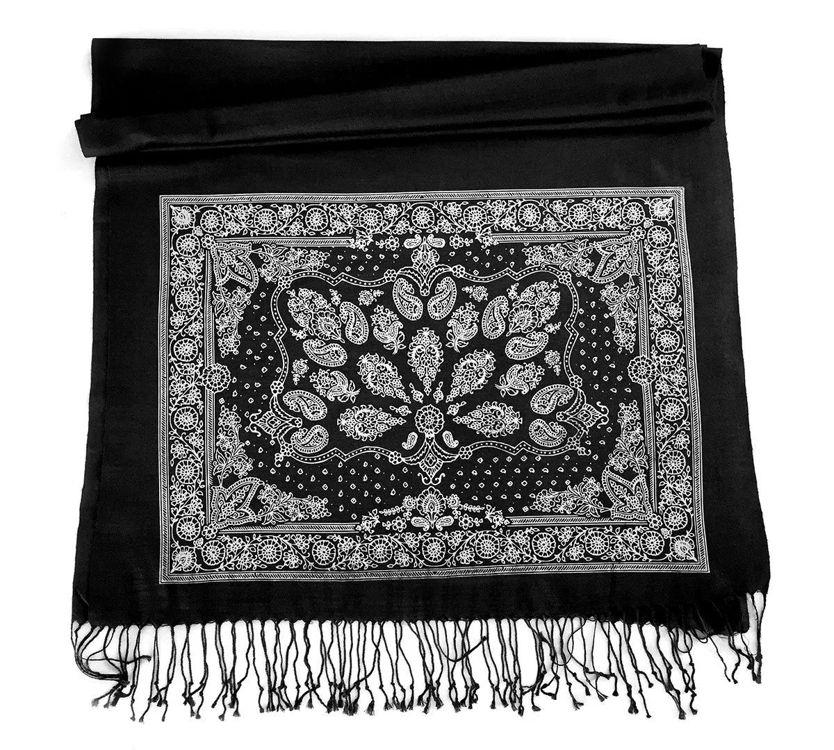 Bandana Print scarf. Linen weave pashmina