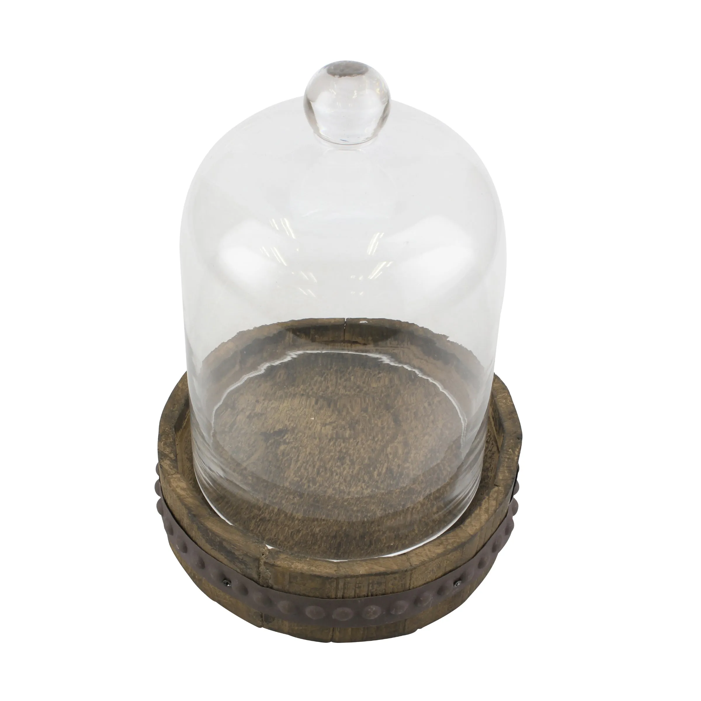 Bell Shaped Glass Cloche with Wood Base - Medium (9 in.) (WS)