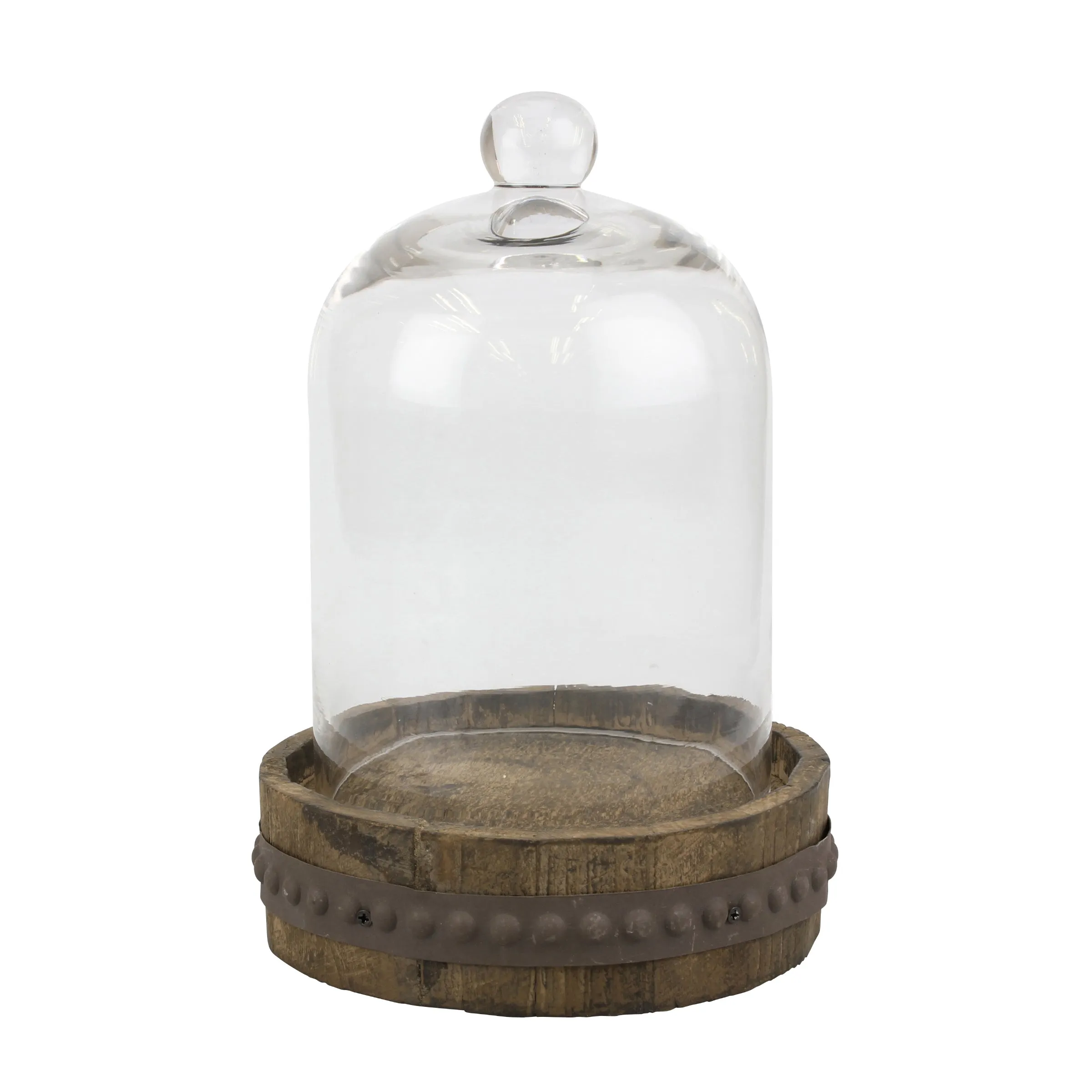 Bell Shaped Glass Cloche with Wood Base - Medium (9 in.) (WS)