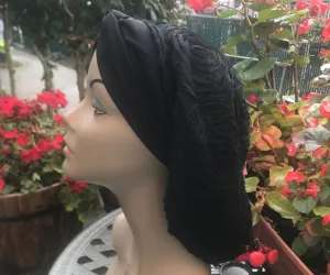 Black Snood | Lace Snood | Black Turban Hijab Scarf For Women