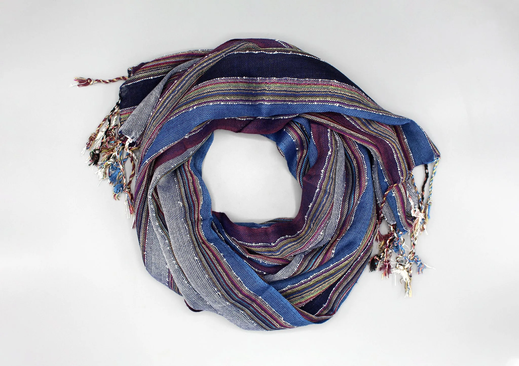 Blue and Purple Striped Women's Summer Scarf