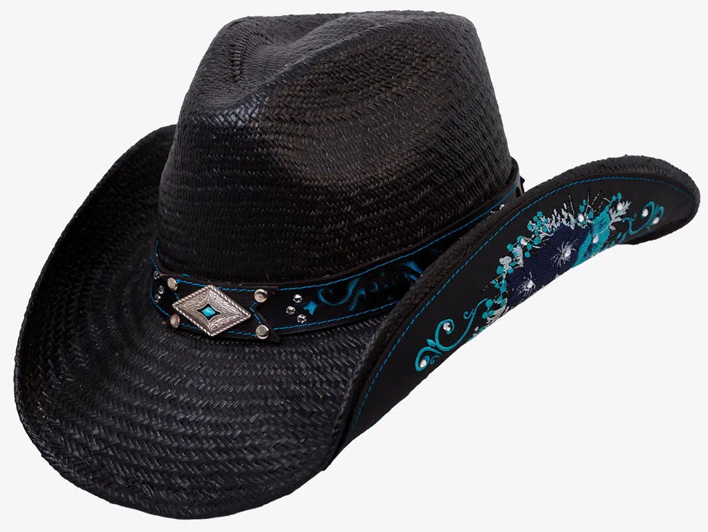 BROOKLYN Black Straw Cowboy Hat by Austin