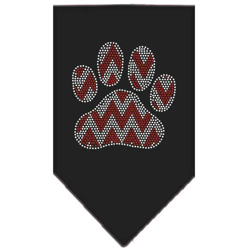 Candy Cane Chevron Paw Rhinestone Bandana Black Small