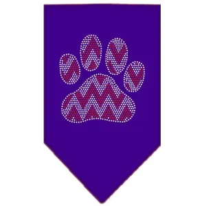 Candy Cane Chevron Paw Rhinestone Bandana Purple Small