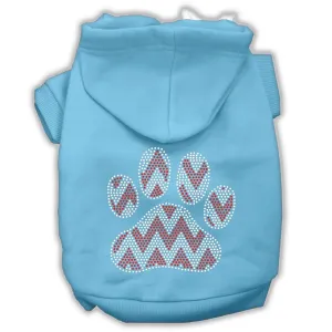 Candy Cane Chevron Paw Rhinestone Dog Hoodie Baby Blue Xl (16)