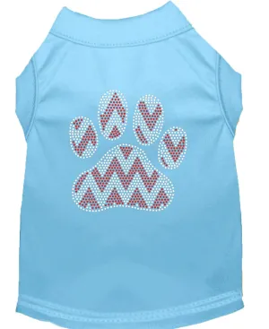 Candy Cane Chevron Paw Rhinestone Dog Shirt Baby Blue Sm (10)