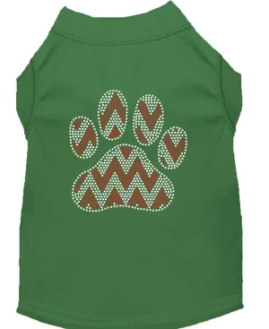 Candy Cane Chevron Paw Rhinestone Dog Shirt Green Xxxl (20)