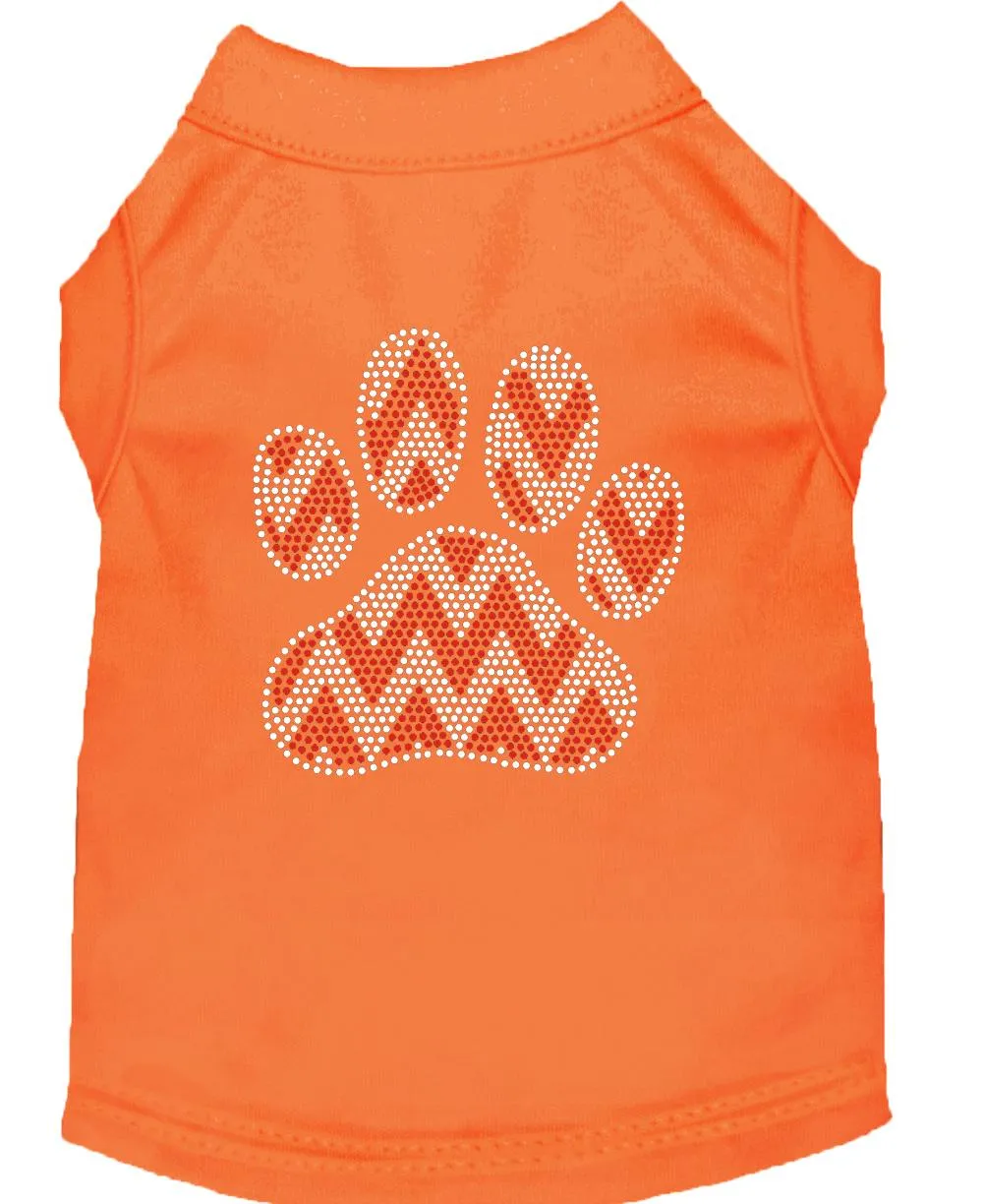 Candy Cane Chevron Paw Rhinestone Dog Shirt Orange Med (12)