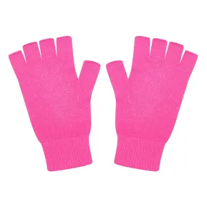 Cashmere Fingerless Gloves in Hot Pink