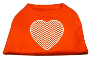 Chevron Heart Screen Print Dog Shirt Orange XL (16)