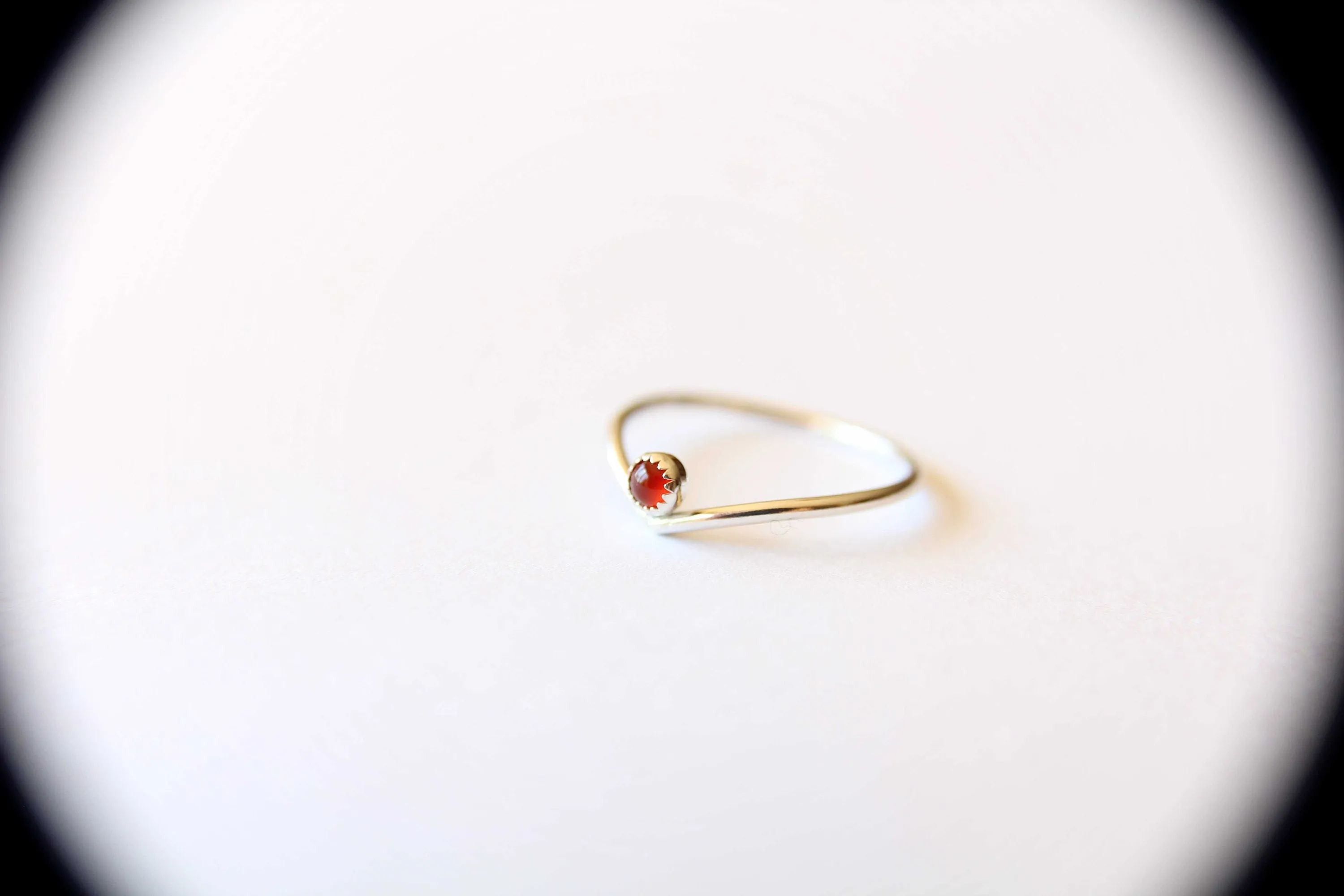 Chevron Ring, Stackable Ring, Birthstone Ring, Dainty Gemstone Ring, Minimalist Stackable Sterling Silver Birthstone Ring, Carnelian, Gift