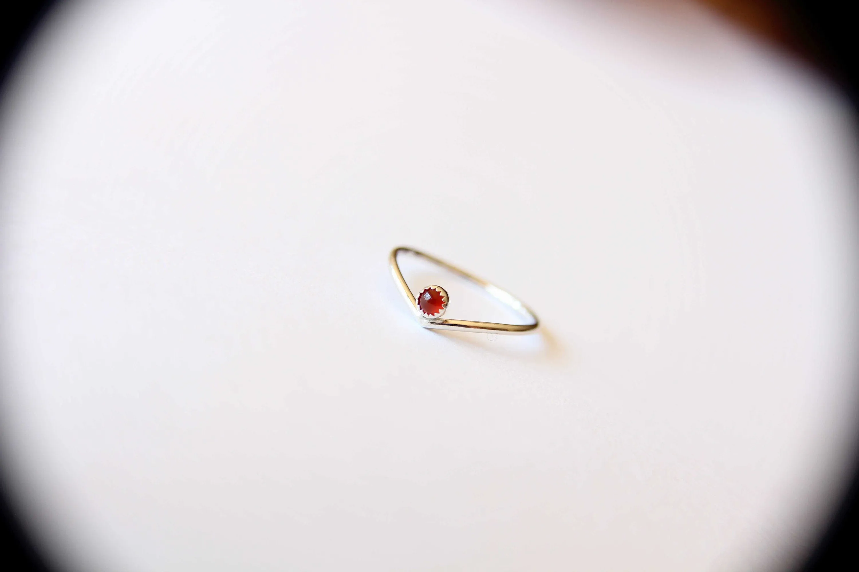 Chevron Ring, Stackable Ring, Birthstone Ring, Dainty Gemstone Ring, Minimalist Stackable Sterling Silver Birthstone Ring, Carnelian, Gift