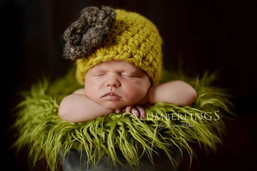 Citron Yellow Newborn Flower Cloche Hat