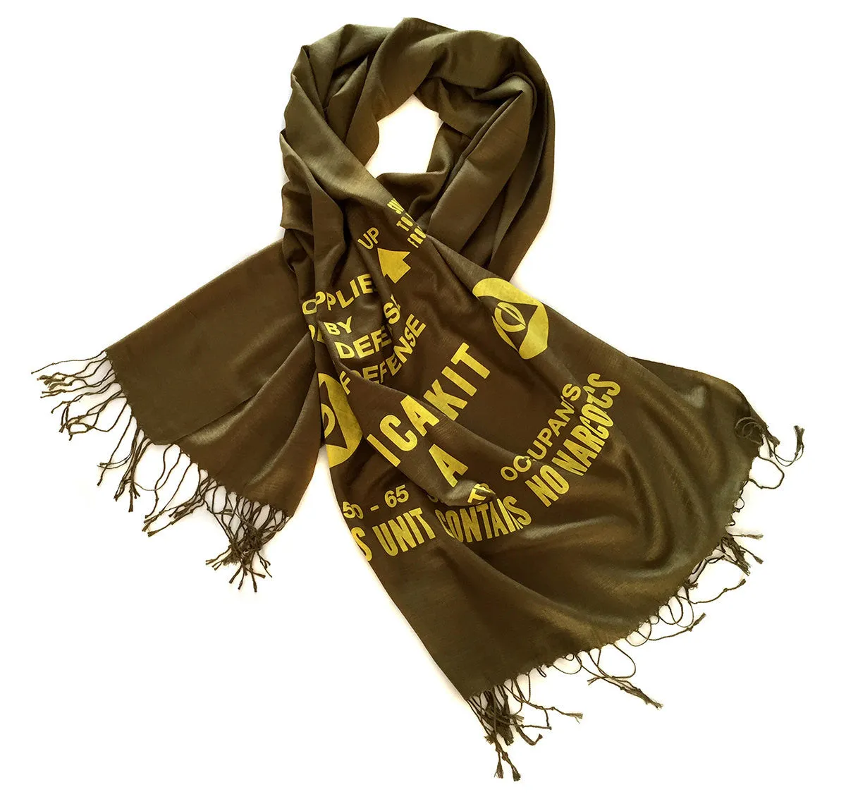 Civil Defense Medical Kit Scarf. Linen-weave Pashmina