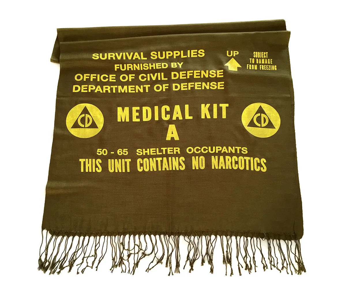 Civil Defense Medical Kit Scarf. Linen-weave Pashmina