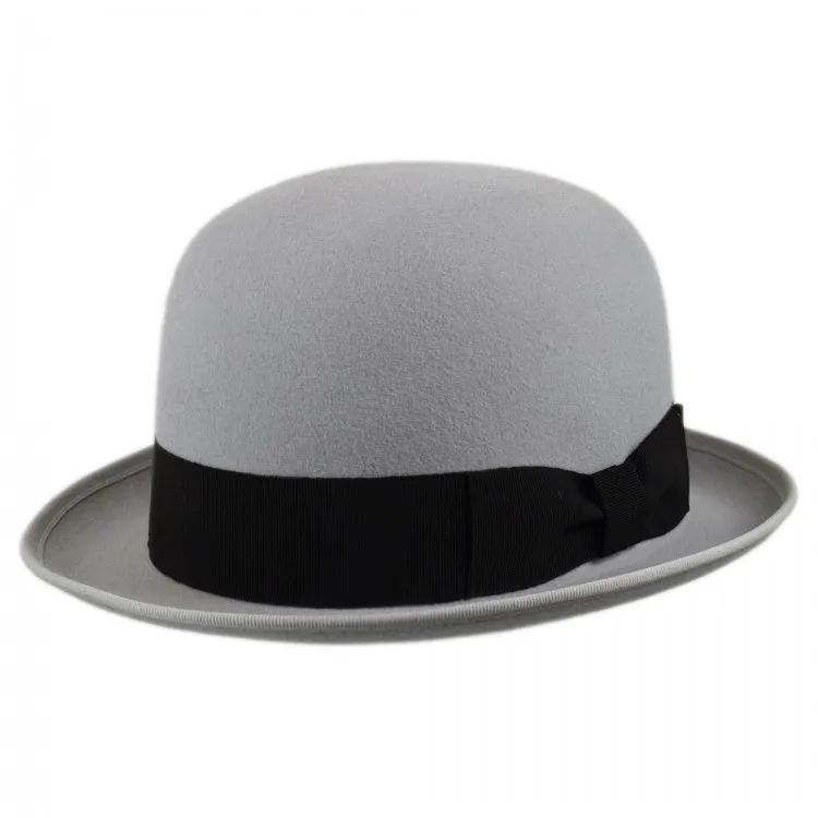 Classic Women's Bowler Wool Felt Hat in Grey