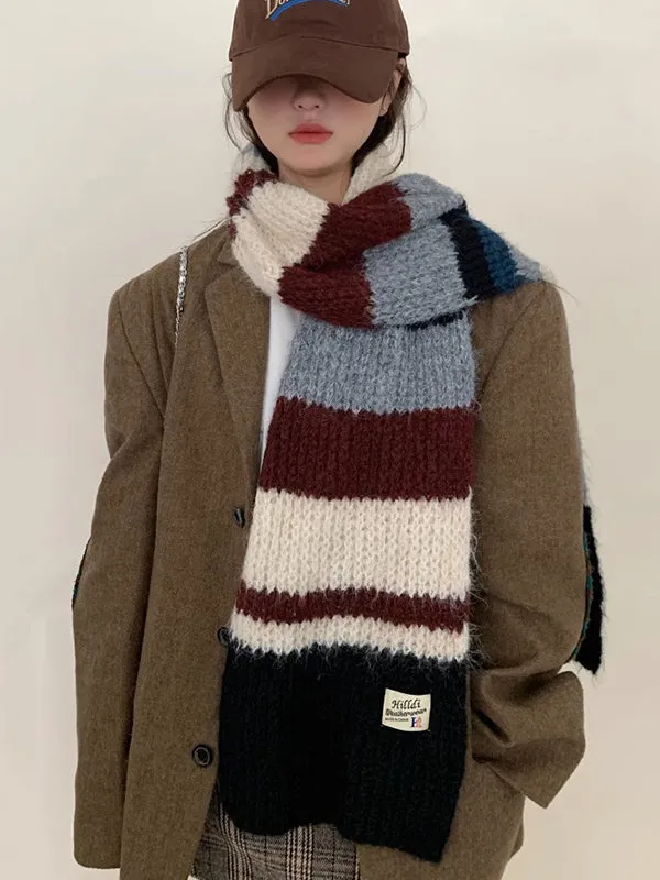 Contrast Color Keep Warm Striped Scarf