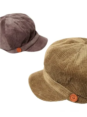 Corduroy Newsboy Solid Cap