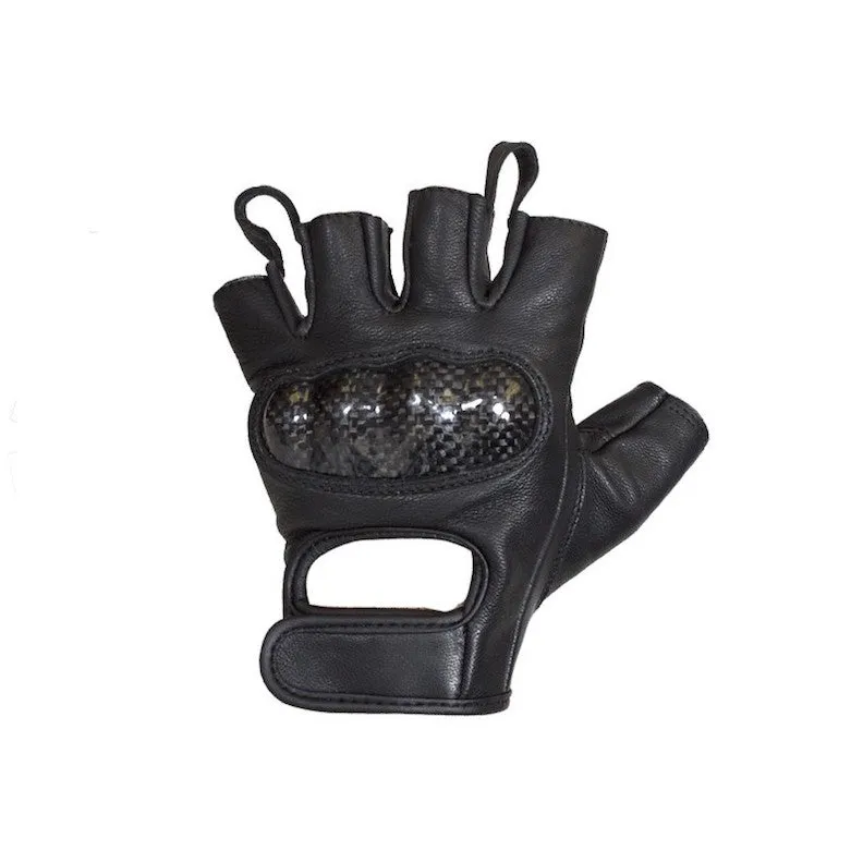 Deerskin Leather Fingerless Motorcycle Gloves With Hard Knuckles