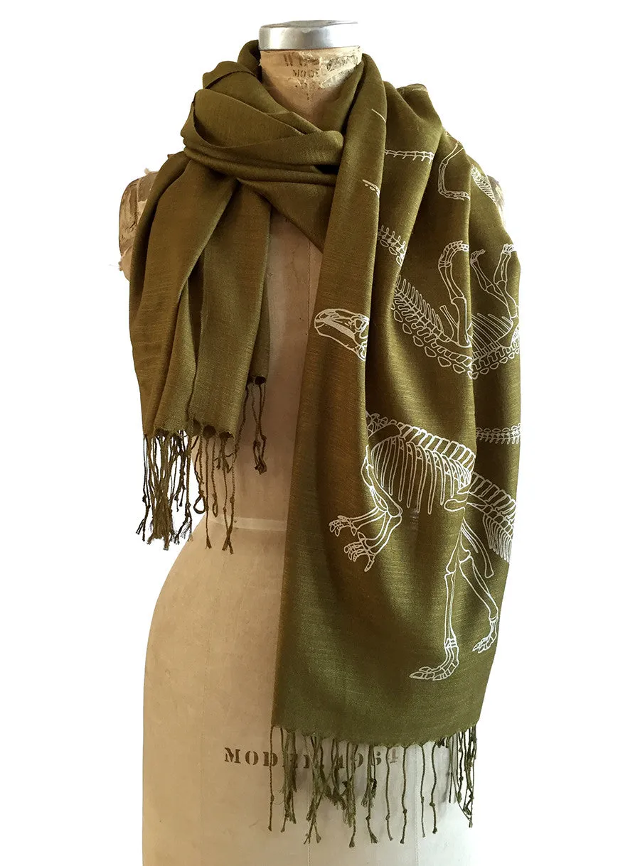 Dinosaur Bones Scarf, linen weave pashmina